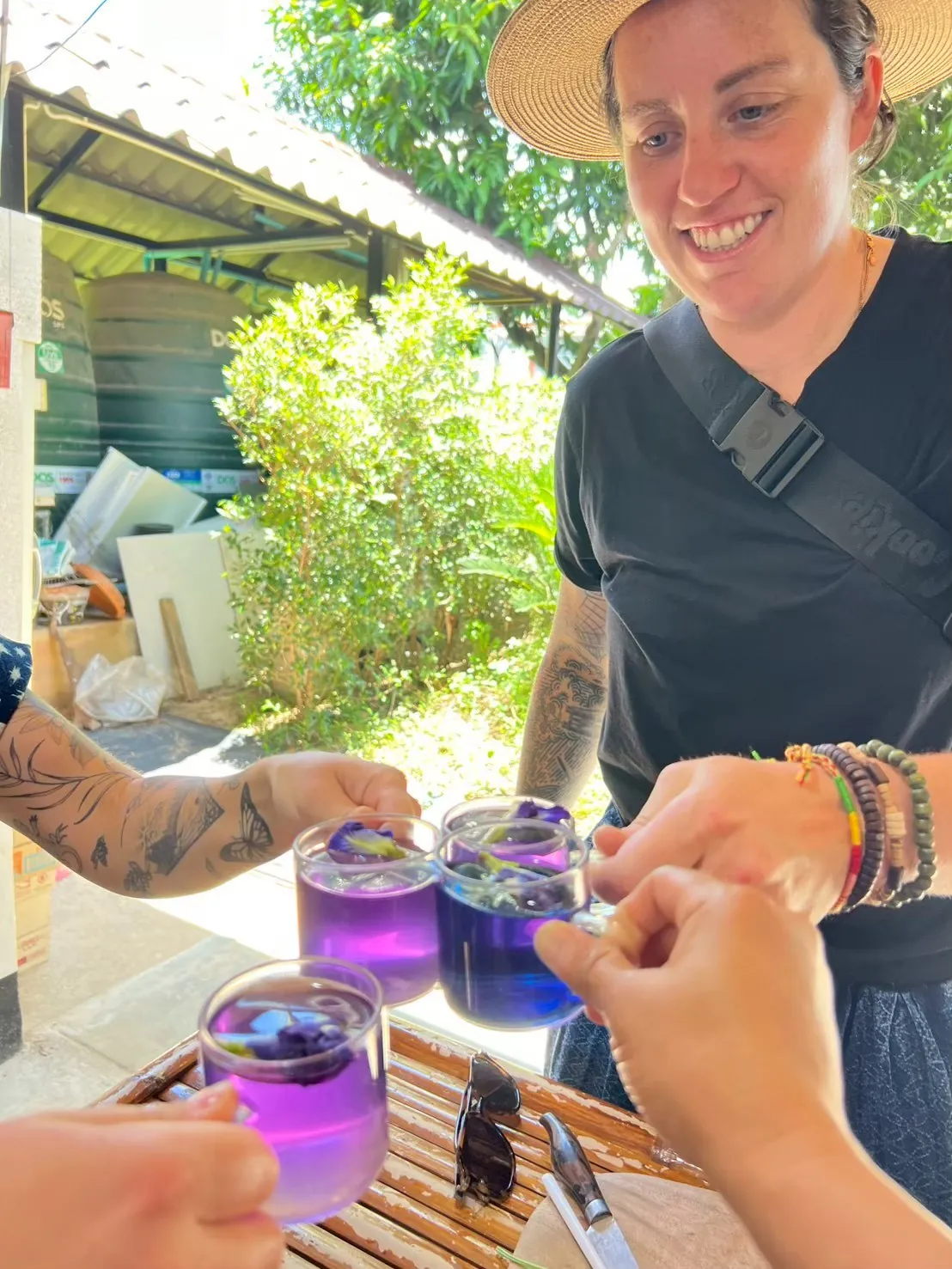 Hands-on Thai herbal drink activity during the farm visit