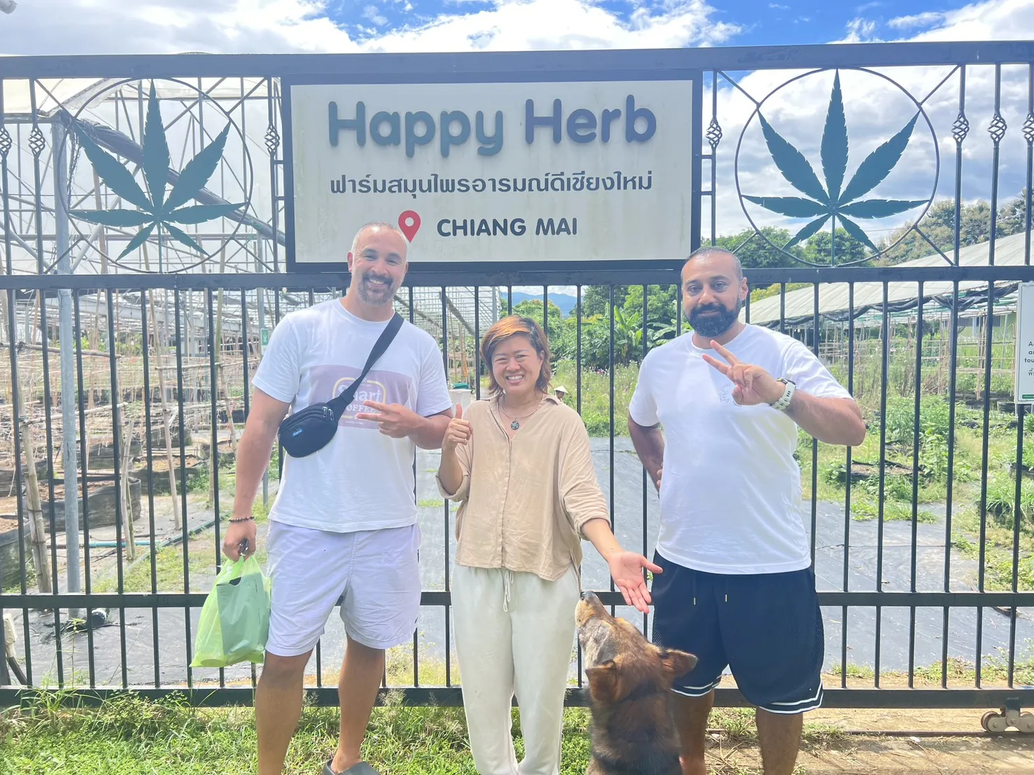 Small group photo before a guided cannabis farm tour